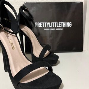 PLT Black platform suede heel